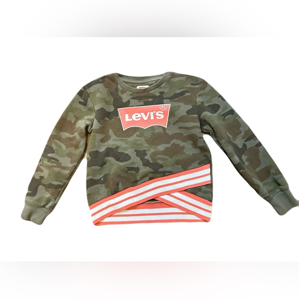 Levi's Kids Green Camouflage Sweatshirt Camo Sweater sz 6